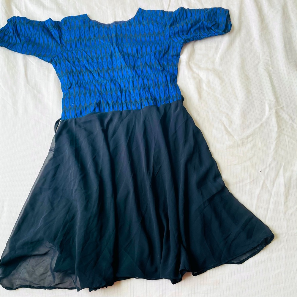 Black Blue Midi dress